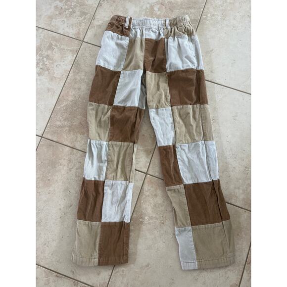 Urban Outfitters size small corduroy patchwork pants brown, beige and off white - Picture 1 of 4
